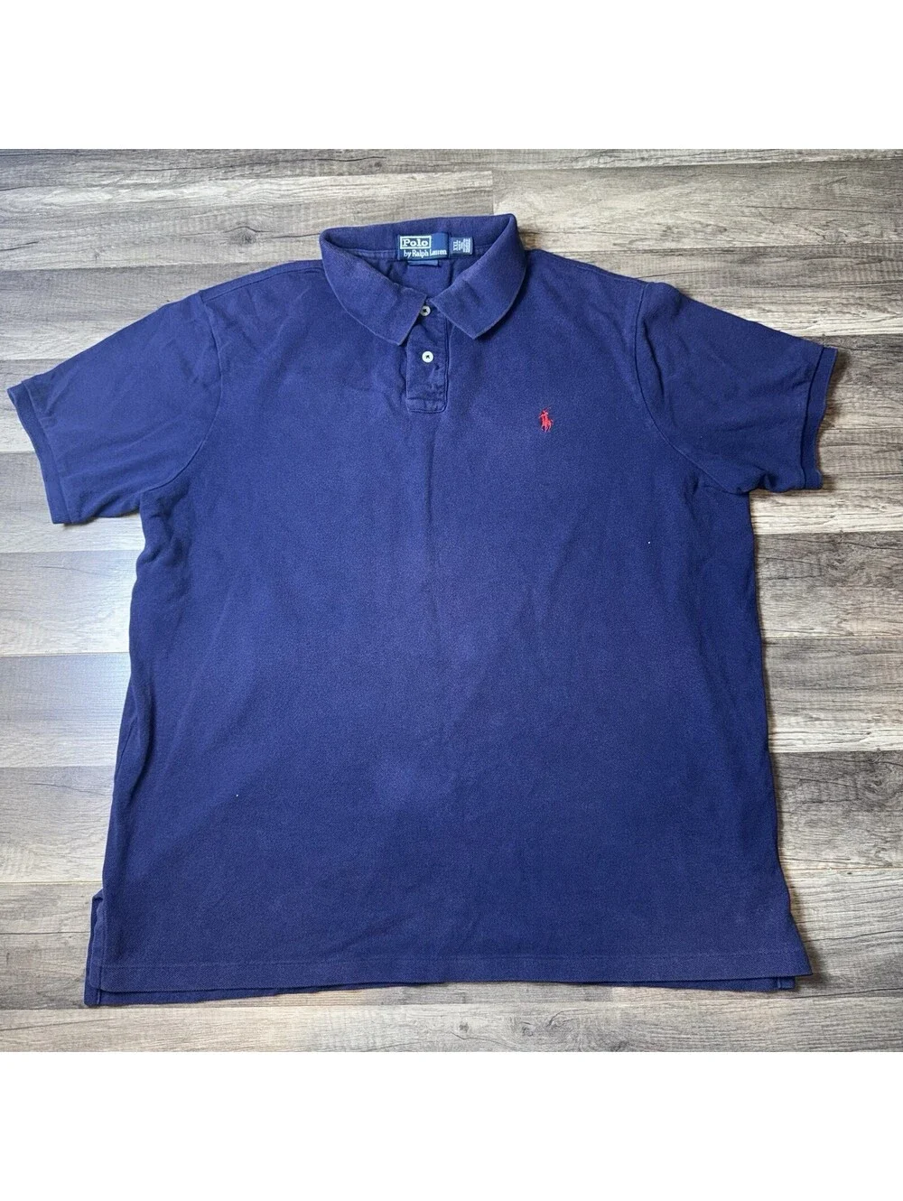 Men’s Vintage Ralph Lauren Polo Shirt, Custom Fit, Navy Blue, 2XL